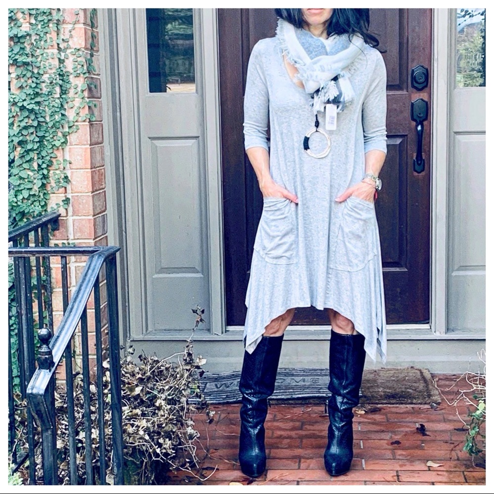 ✨LAST ONE✨grey asymmetrical scooped neck dress - Picture 7 of 7